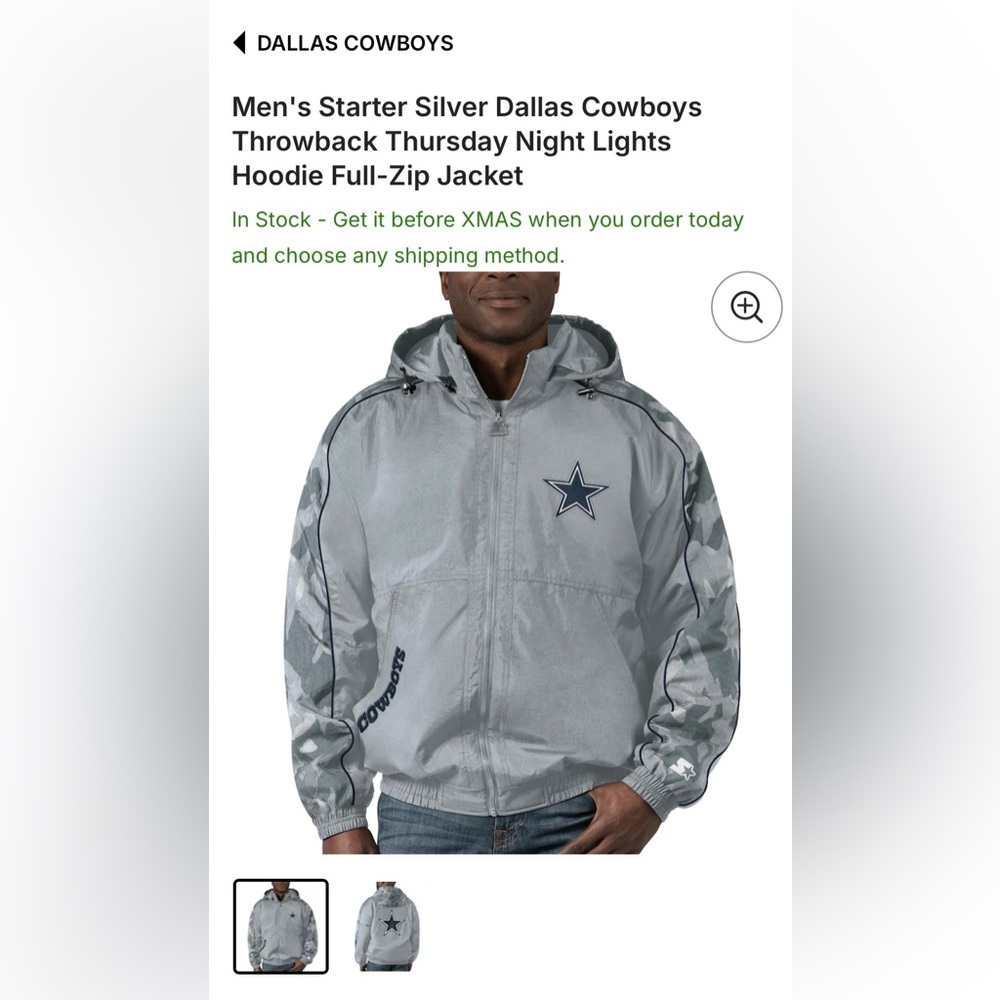 Men's Starter Cowboys Throwback Thursday Night Lights Hoodie Jacket size Large